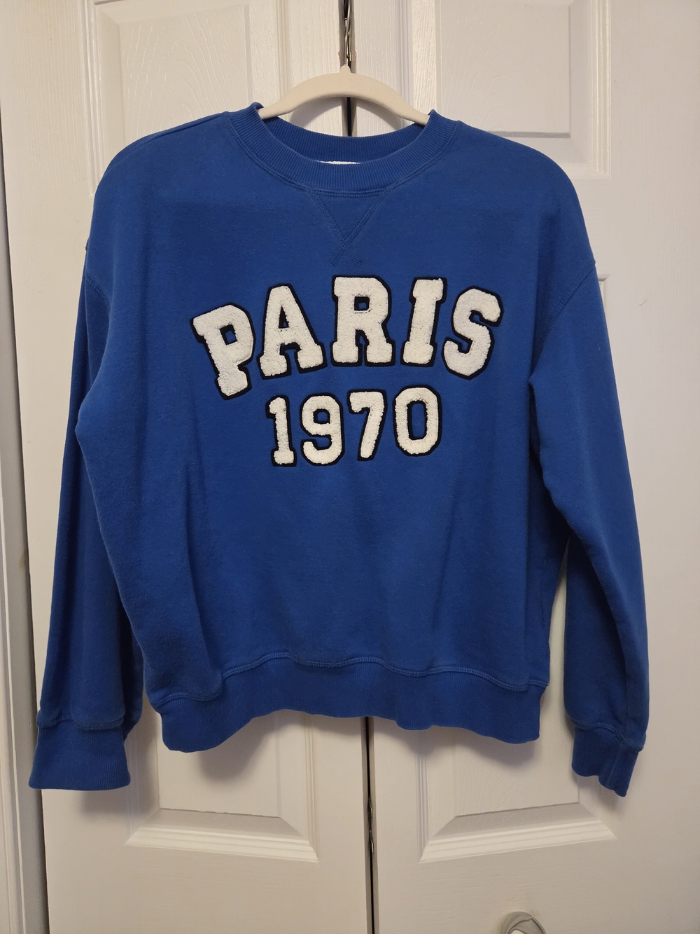 H&M Royal Blue 'PARIS 1970' Crew Neck Sweater